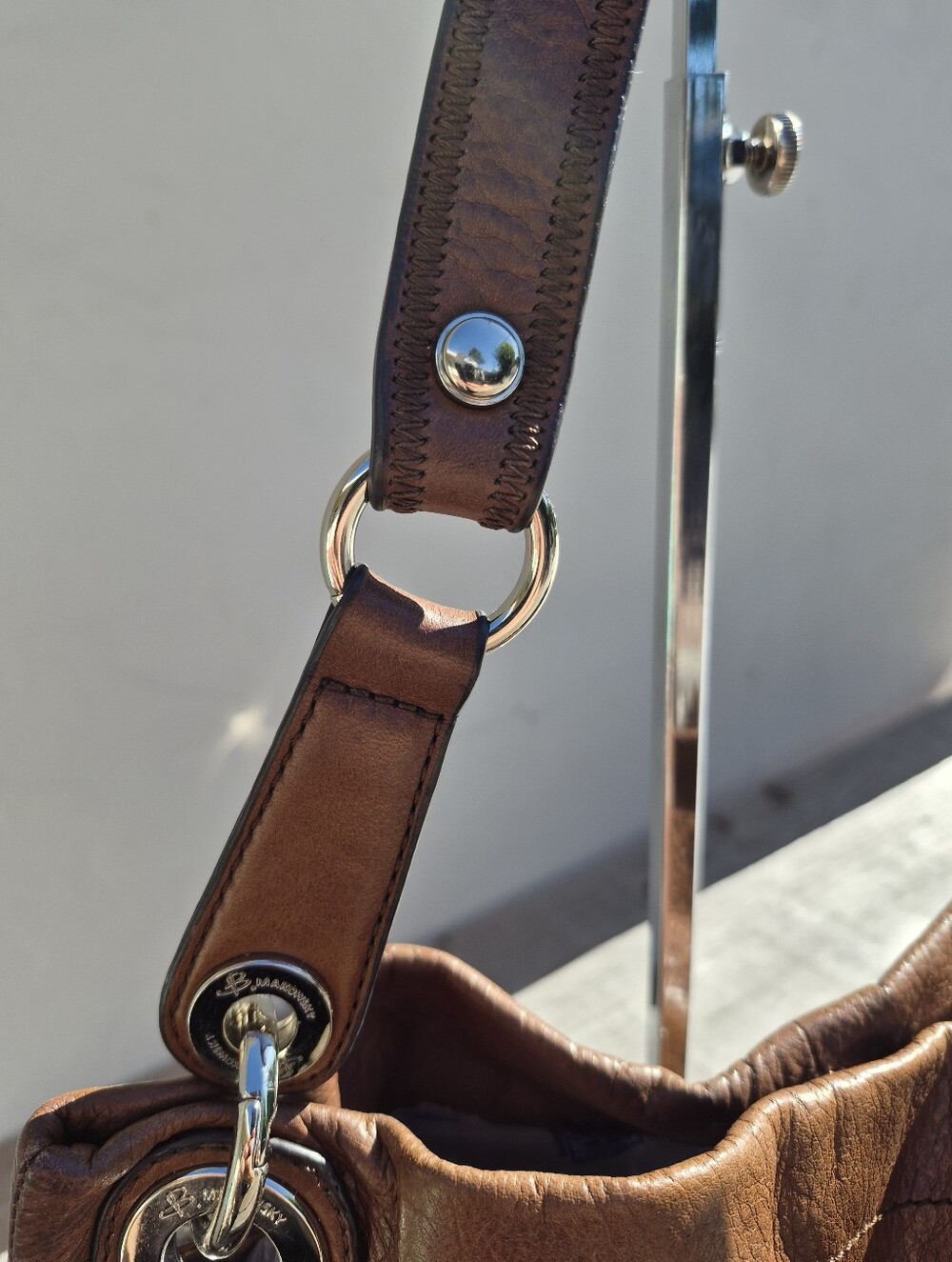 B. Makowsky Vintage Leather Belted Hobo Bag - Picture 7 of 15